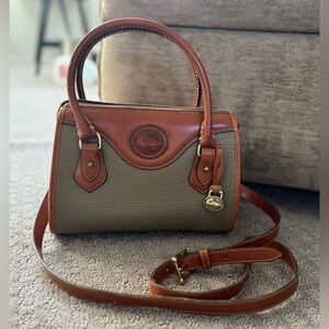 Dooney & Bourke Brown Trim Olive Pebble Leather Satchel